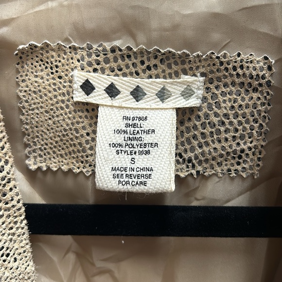 Suede Snakeskin Printed Fitted Zip Up Jacket S - Picture 8 of 10